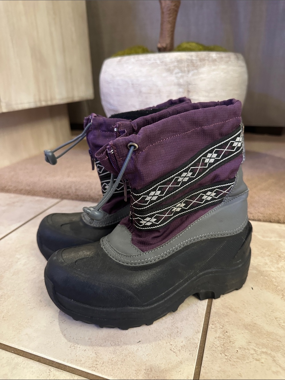 Purple Lands End Winter Snow Boots for Kids - Waterproof Outdoor Boots